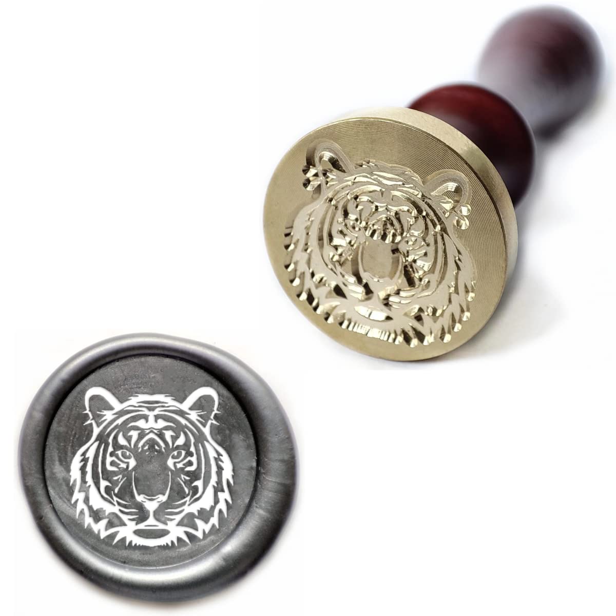 Sellos de cera de sellado de patrones de animales, sellos de cobre y empuñadura de madera, kit de sellos de cera para sobres de tarjetas, embalaje