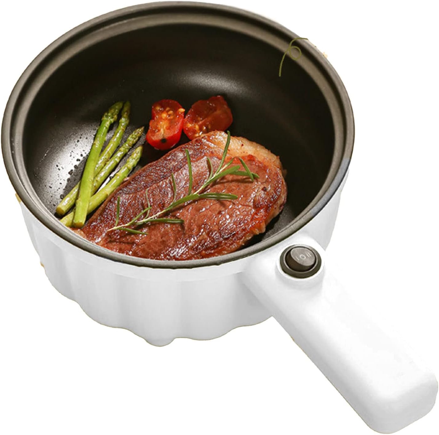 Olla caliente eléctrica, mini antiadherente multifunción para fideos eléctricos, cazuela de cocina, sartén eléctrica portátil con mango largo