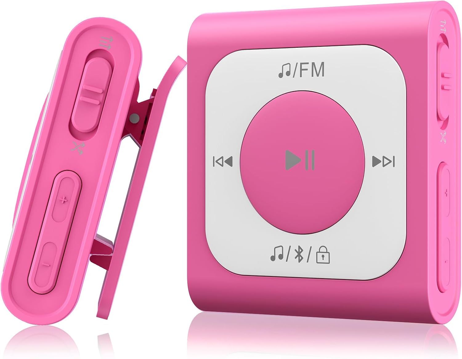 AGPTEK A51PL – Reproductor de MP3 con clip de 64 GB con Bluetooth, reproductor de música portátil con radio FM, no necesita teléfono, para deportes,