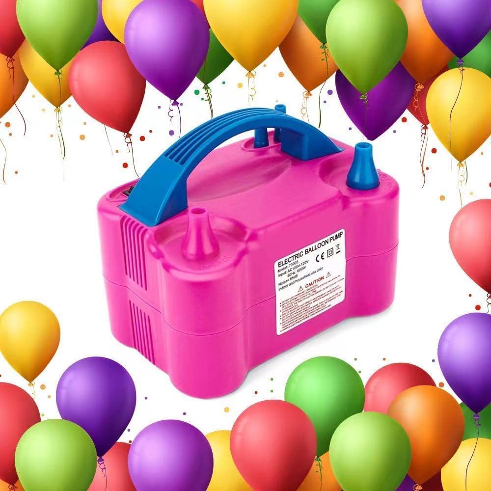 Bomba eléctrica de globo de aire, infladorsoplador eléctrico portátil de doble boquilla para decoración de fiestas, se utiliza para llenar