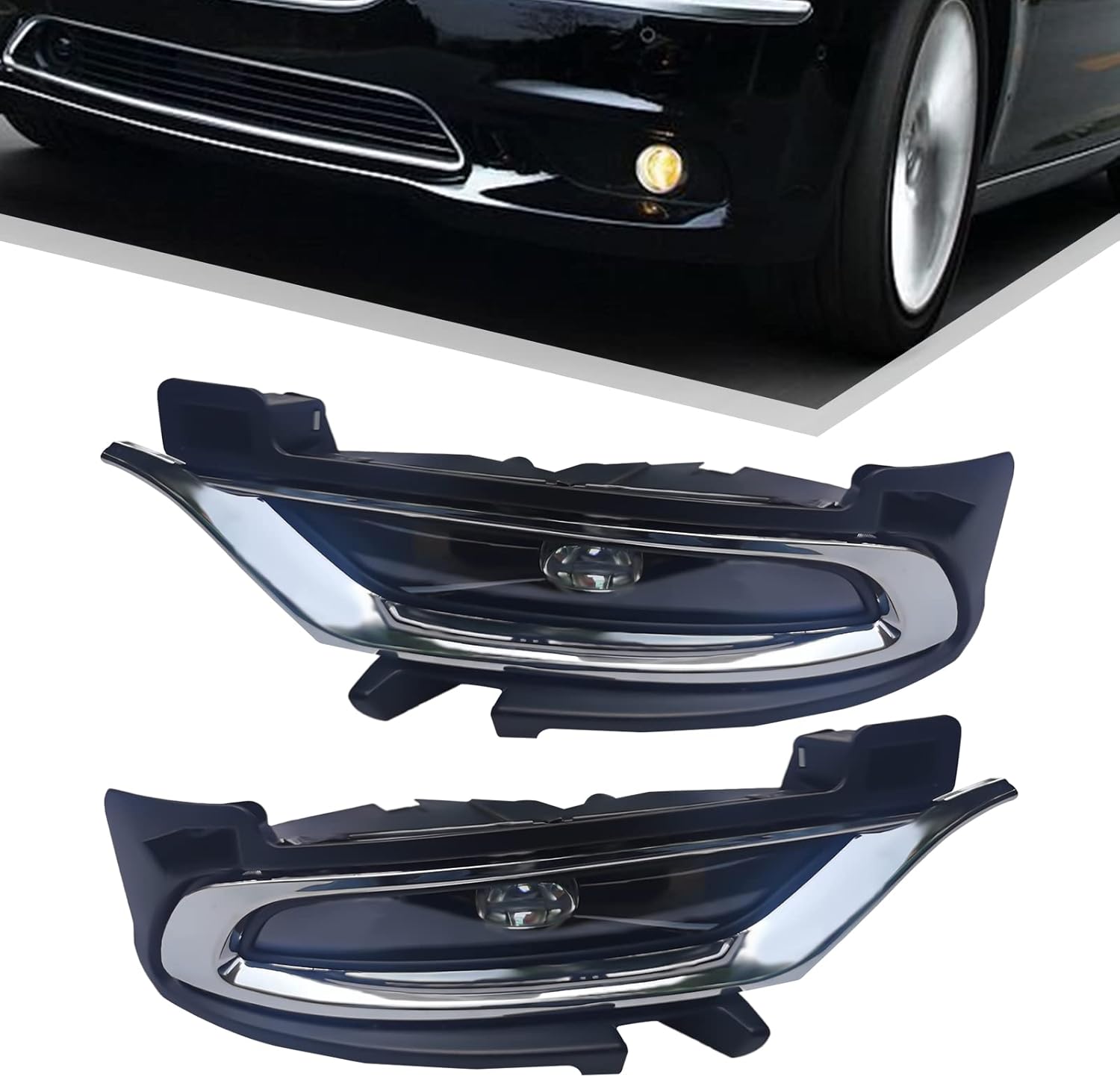 Par de luces antiniebla LED cromadas para conductor y pasajero con interruptor para Chrysler 300 2015-2021