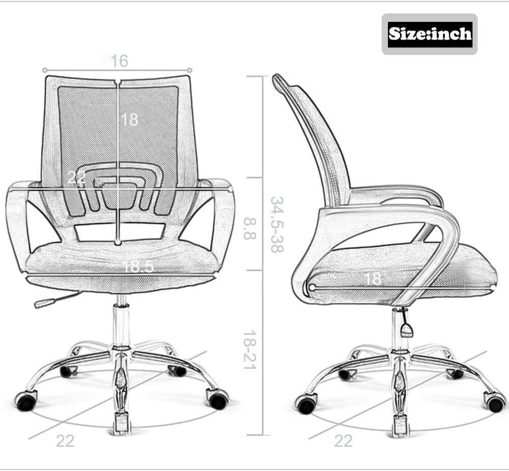 Silla de escritorio, silla de oficina en casa, sillas de computadora de malla con soporte lumbar y reposabrazos, silla de escritorio ergonómica