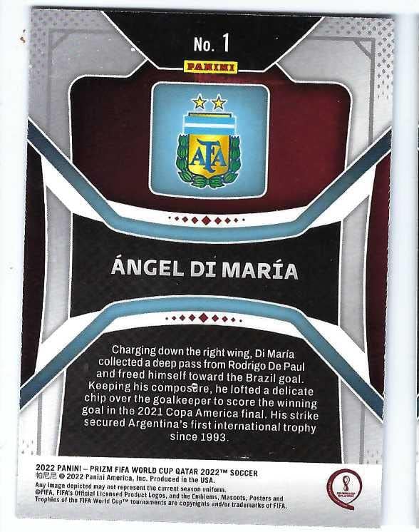 ANGEL DI MARIA 2022 Panini Prizm FIFA World Cup Qatar Soccer Card #1 Argentina Juventus FC