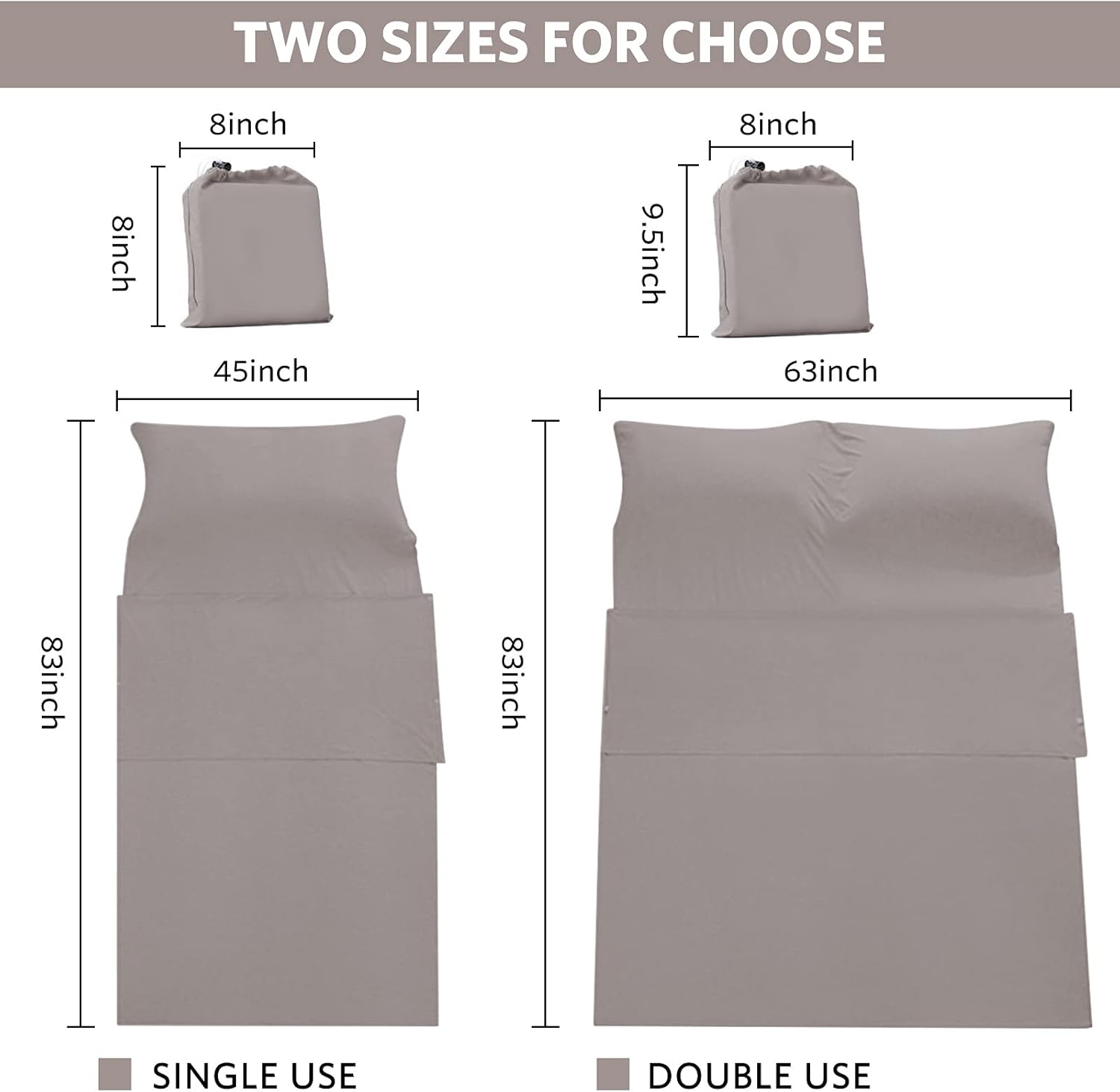 YAOGEG Forro para saco de dormir, sábanas ligeras para acampar, accesorios de viaje, camas de viaje para adultos, cómodos forros para dormir, saco