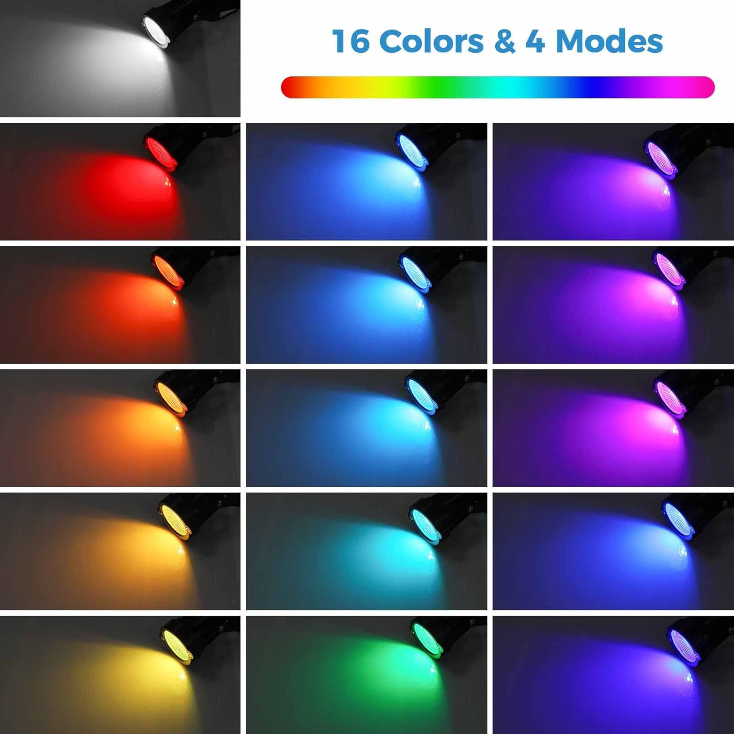 S SMIFUL Focos RGB para exteriores, focos de Navidad, cambio de color, IP65, impermeable, iluminación LED de paisaje con temporizador remoto,