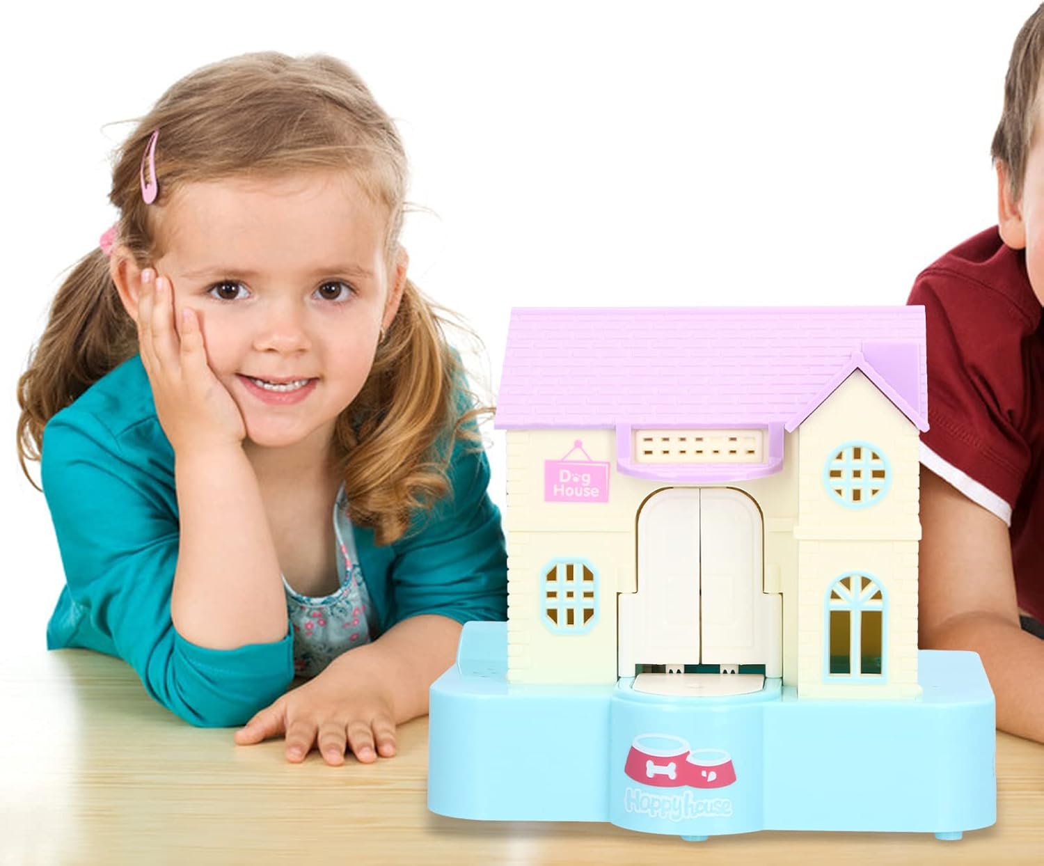Fun Puppy Villa – Alcancía de la suerte, casa de perro de la suerte, alcancía automática con efectos de luz y música, regalos de juguete para niños
