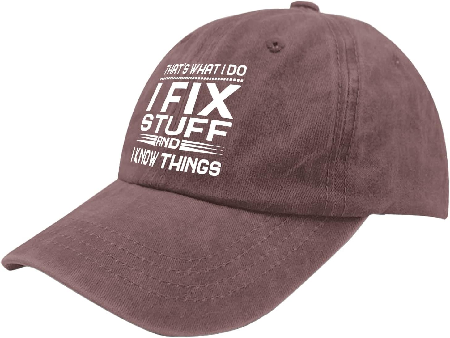 That’s Whats I Do I Fix Stuff and I Know Things – Sombreros desgastados para hombre, de mezclilla lavada, ajustables, con correa trasera