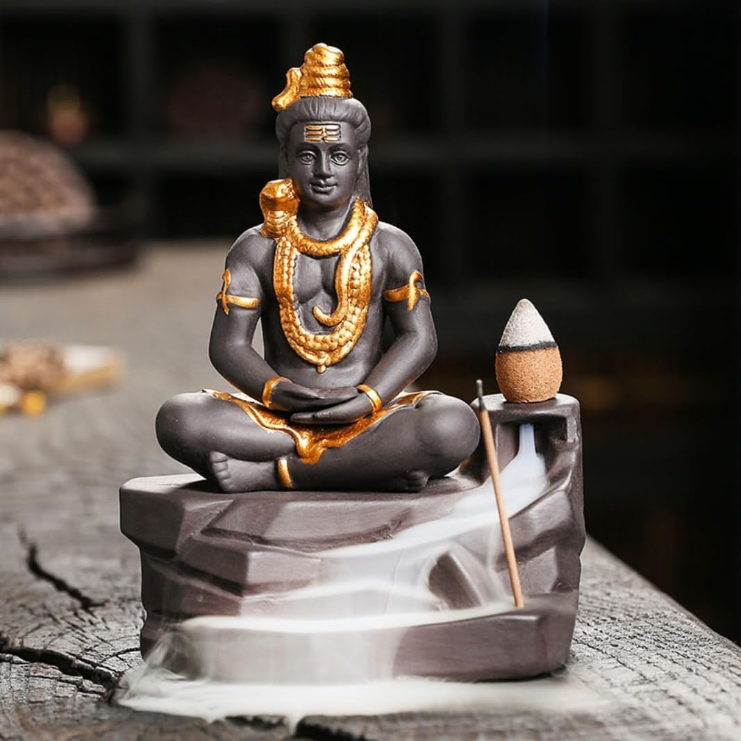 Estatua de Buda Shiva creativa del sudeste asiático quemador de incienso de reflujo de humo estatua de Buda zen decoración para el hogar