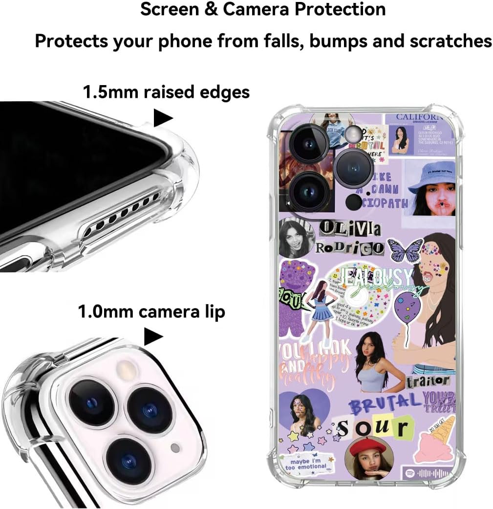 XSHIP Funda para iPhone 14 Pro Max, Cool Tide Popularidad Cantante Collage Photo Designs Soft Clear TPU Bumper Case Case Diseñado para mujeres y