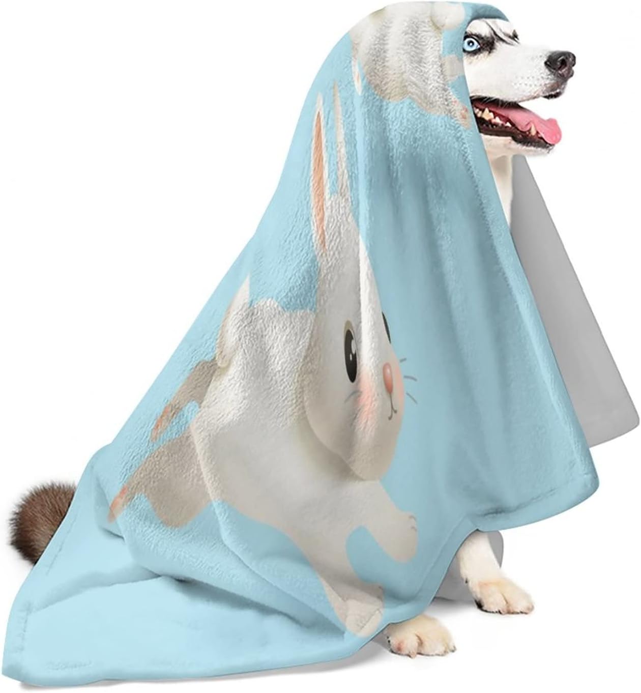 Manta de forro polar con diseño de conejito blanco para sofá, manta gruesa y mullida, cálida y suave, para sofá, 40 x 50 pulgadas