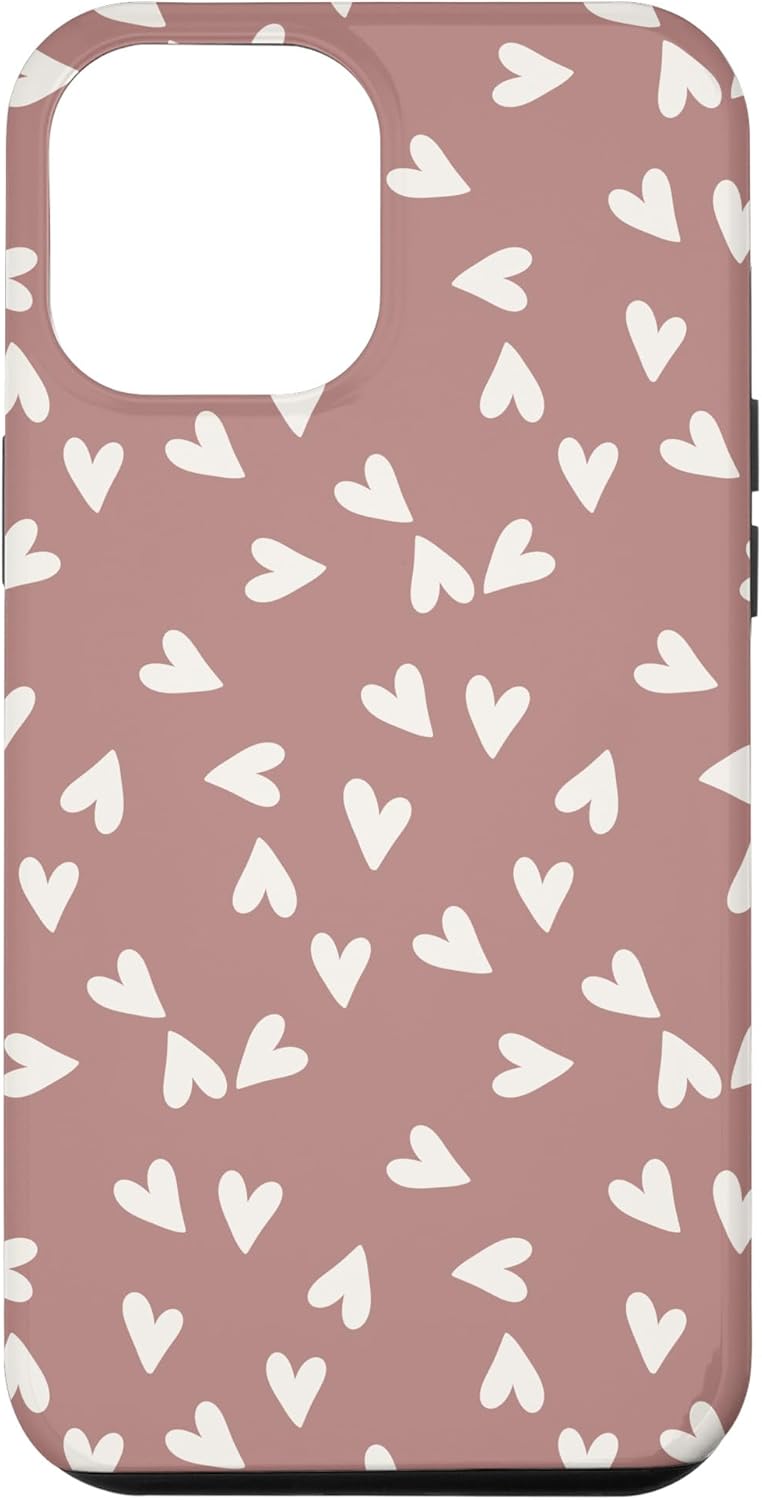 iPhone 13 Pro Max Patrón de corazón bohemio simple y elegante – Funda rosa polvorienta