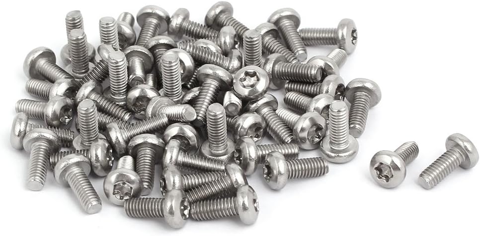 IIVVERR Tornillos Torx de cabeza de botón de acero inoxidable 304 M4x10mm Tornillos Torx T10 Drive 60pcs (M4x10mm 304 Tornillos Torx de cabeza de