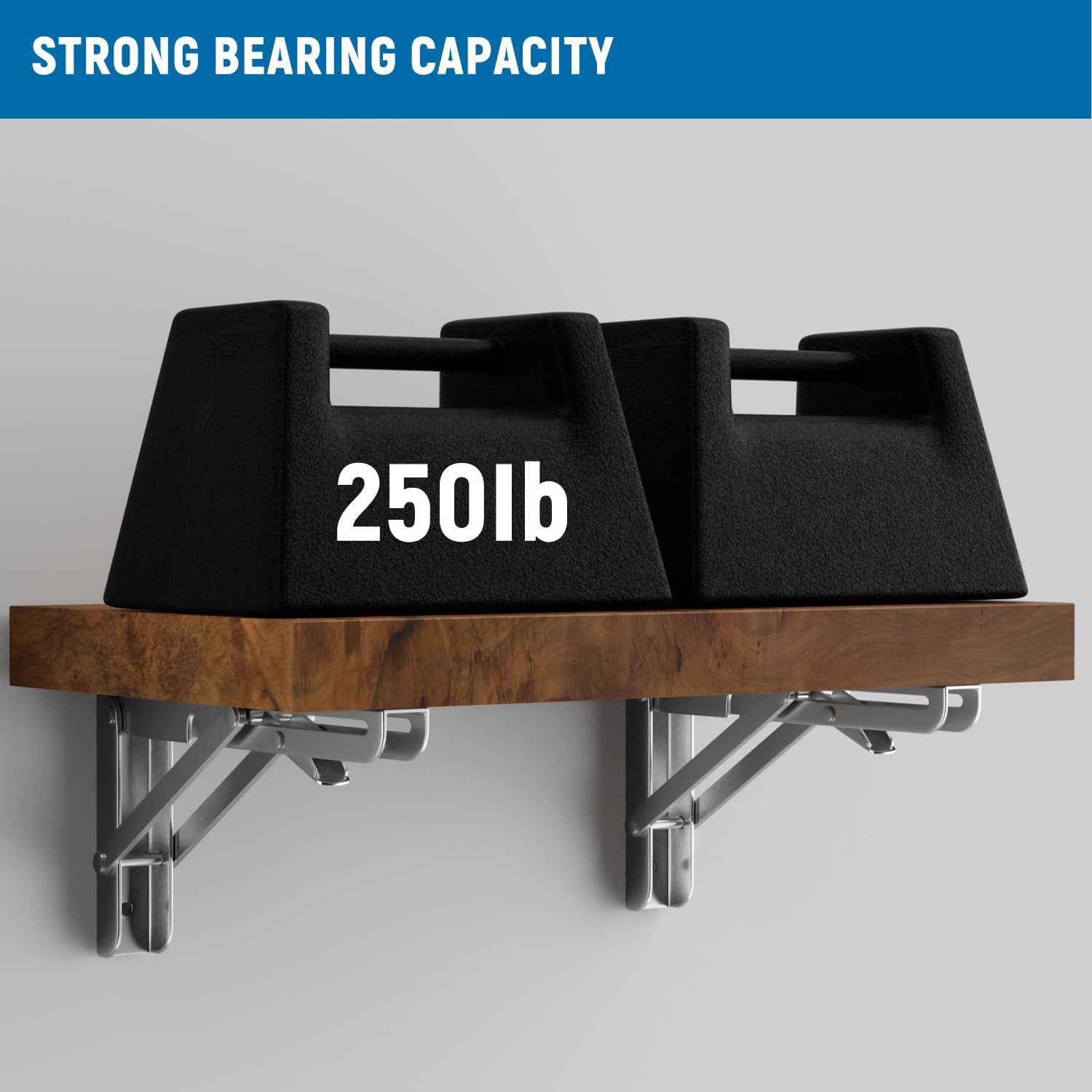 LEOPO Soportes plegables para estantes de 12 pulgadas, soporte de estante de acero inoxidable resistente para montaje en pared, paquete de 2