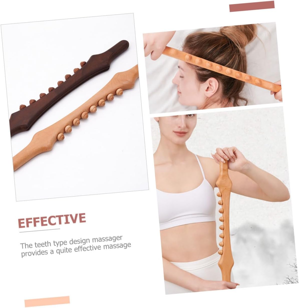 Beavorty Gua Sha Masaje Palo de Masaje Palo de Masaje Rodillo de Hombro Rodillo Masajeador de Madera Palo de Masaje Manual Palo de Reflexología Palo