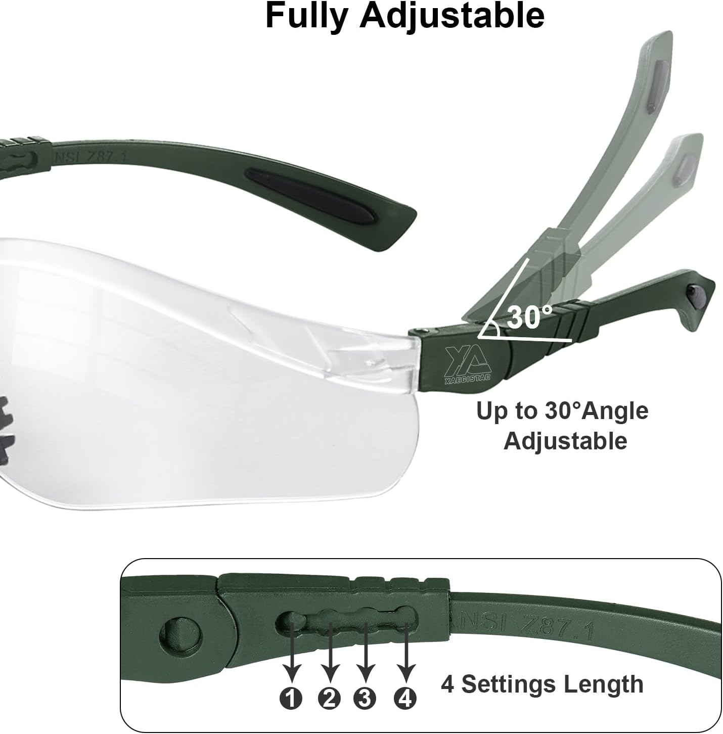 xaegistac Shooting Glasses Anti-fog Shooting Range Eye Protection, Adjustable Safety Glasses with Zipper Hard Case