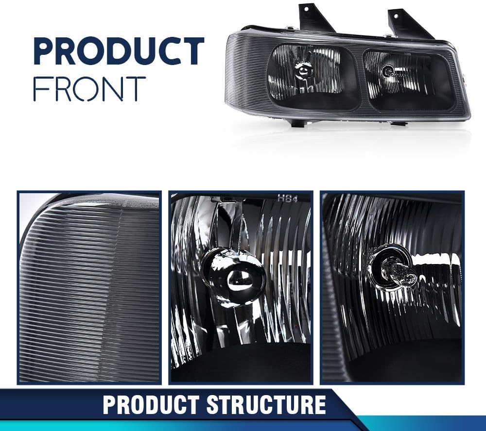 PIT66 Par de faros delanteros con bombillas compatibles con Chevy Express 1500GMC Savana 1500 2003-2014, compatible con Chevy Express 2500 3500GMC