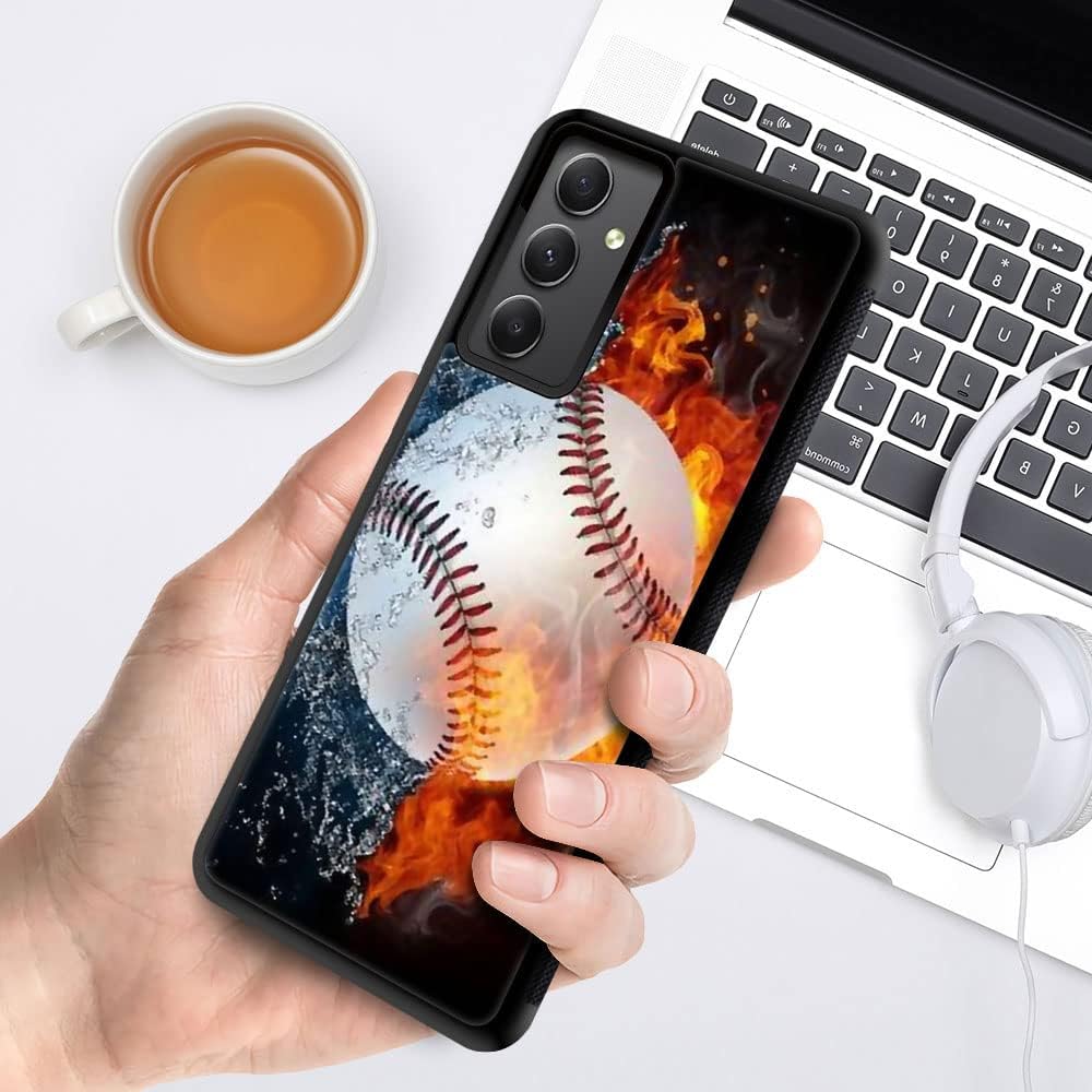 DJSOK Funda compatible con Samsung Galaxy A54 5G, diseño de patrón de lujo de béisbol en llamas para hombres, niños y niñas, de doble capa, a prueba