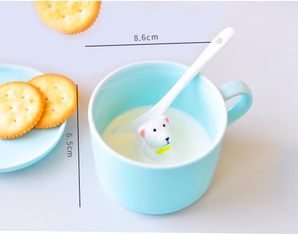 Taza de café ZaH, 10 onzas, diseño con animal 3D en el fondo, Estándar, Blanco (White Rabbit)