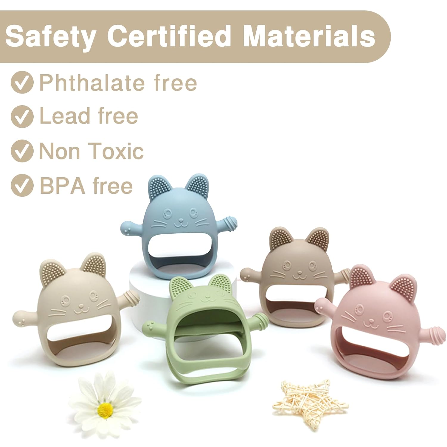 Juguetes de dentición para bebés, juguetes de dentición sin caída para bebés de 0 a 6 meses, juguetes masticables para aliviar la dentición,