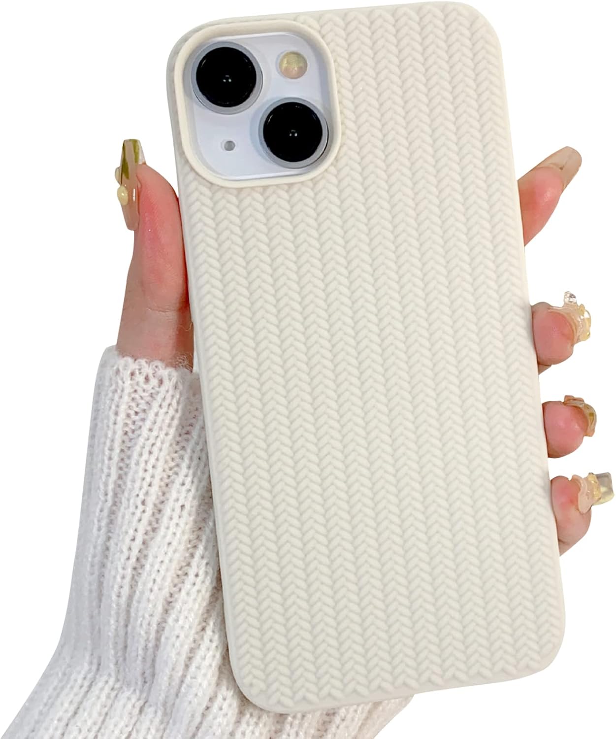 NITITOP Funda compatible con iPhone 13iPhone 14, diseño de trenza con patrón de trenza, color sólido, silicona suave, a prueba de golpes, para