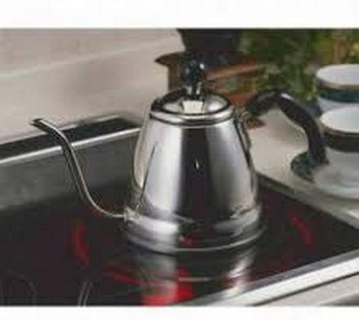 JapanBargain 4061, hervidor de té japonés con cuello de cisne para verter sobre café y té, acero inoxidable, compatible con estufa de calor de