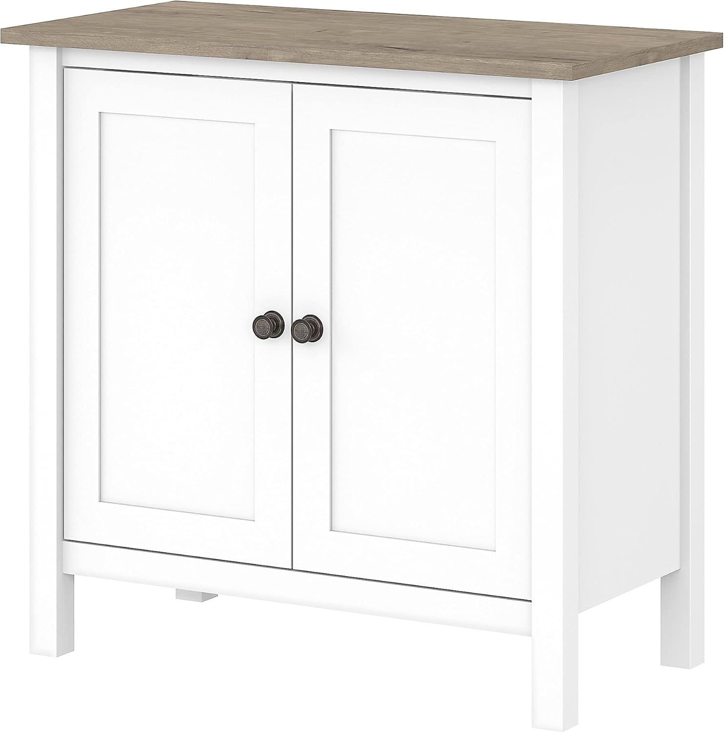 Bush Furniture Mayfield 30, armario de almacenamiento con 2 estantes, blanco purogris Shiplap (MAS131GW2-03)