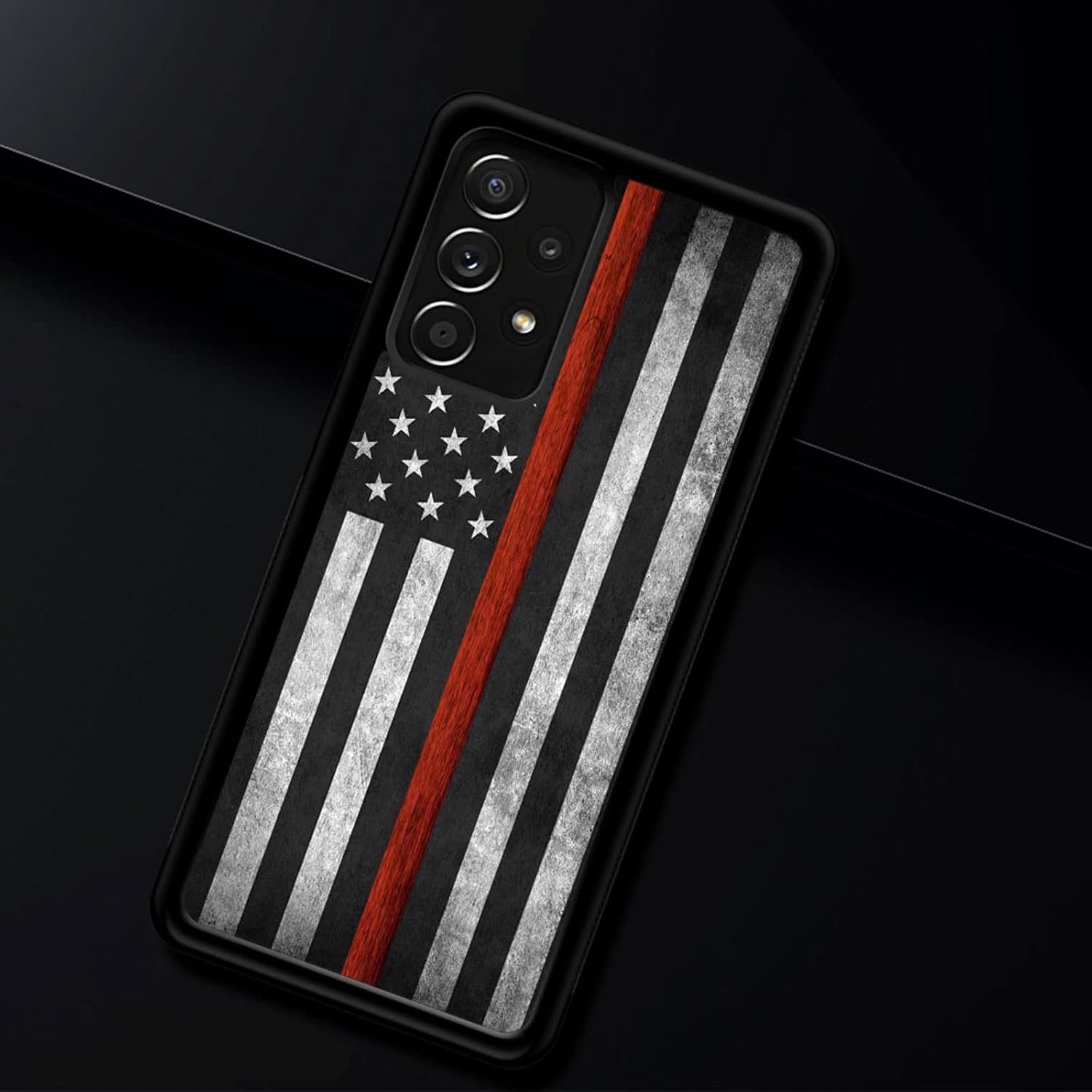 CARLOCA Funda compatible con Samsung Galaxy A53 5G, diseño gráfico de identidad de bandera estadounidense negra y roja, a prueba de golpes,