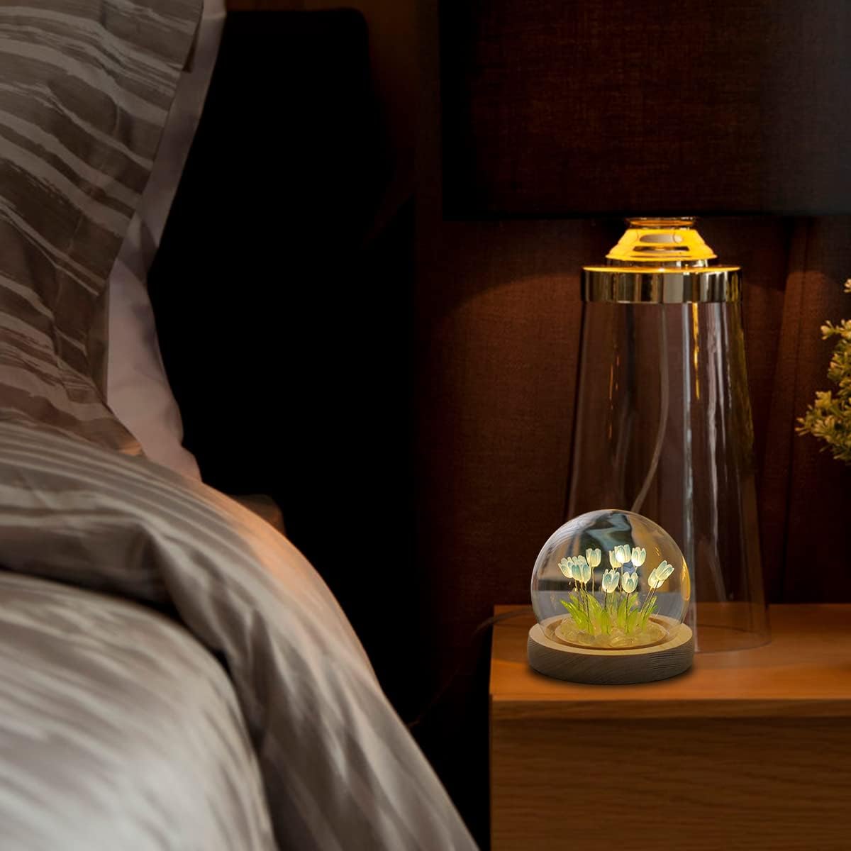 Luz nocturna de tulipán, bonita lámpara de tulipán decorativa hecha a mano, lámpara de simulación de flores para niñas, amigos, aniversario,