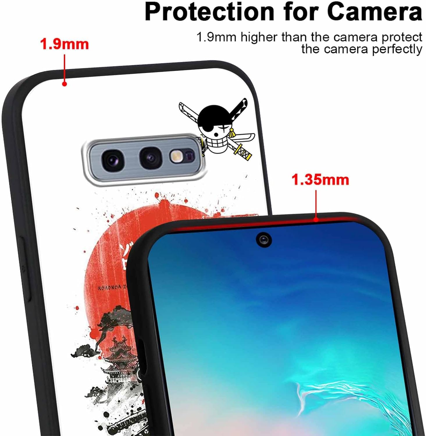 Paquete de 2 fundas de silicona para Samsung Galaxy S10e de 5.8 pulgadas, estampado de personajes de dibujos animados de anime japonés para hombres,