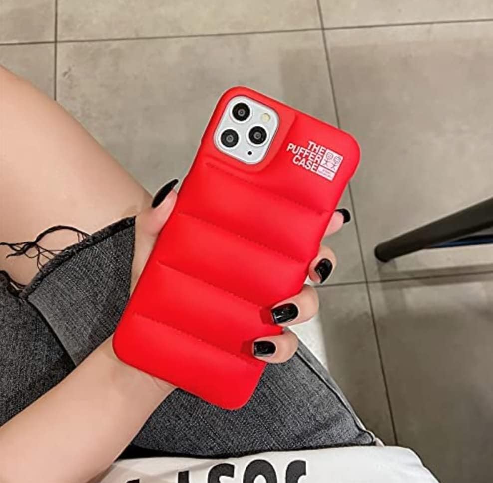 Funda acolchada para iPhone 11 de 6.1 pulgadas. Funda protectora 3D de plumón suave al tacto suave forro de microfibra antiarañazos de alta