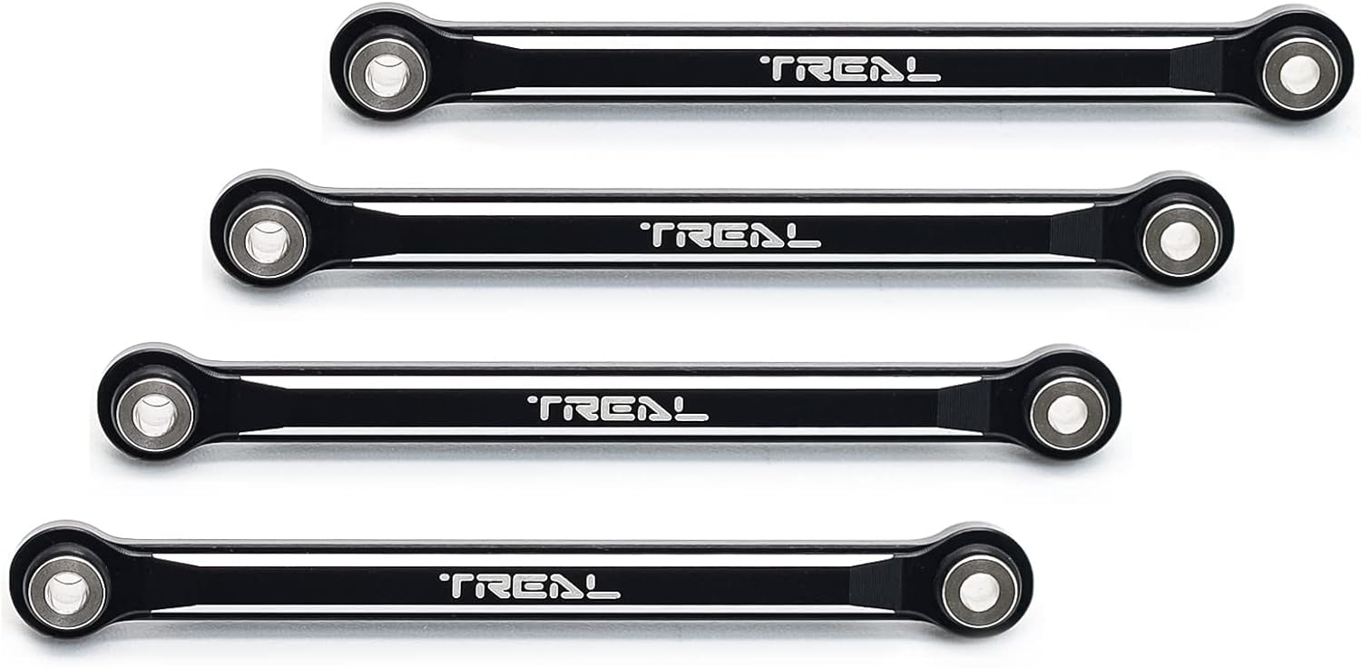 TREAL FCX24 Juego de eslabones inferiores (4 piezas) Aluminio 7075 Chasis inferior 4-Enlaces para FMS FCX24 124 (negro)