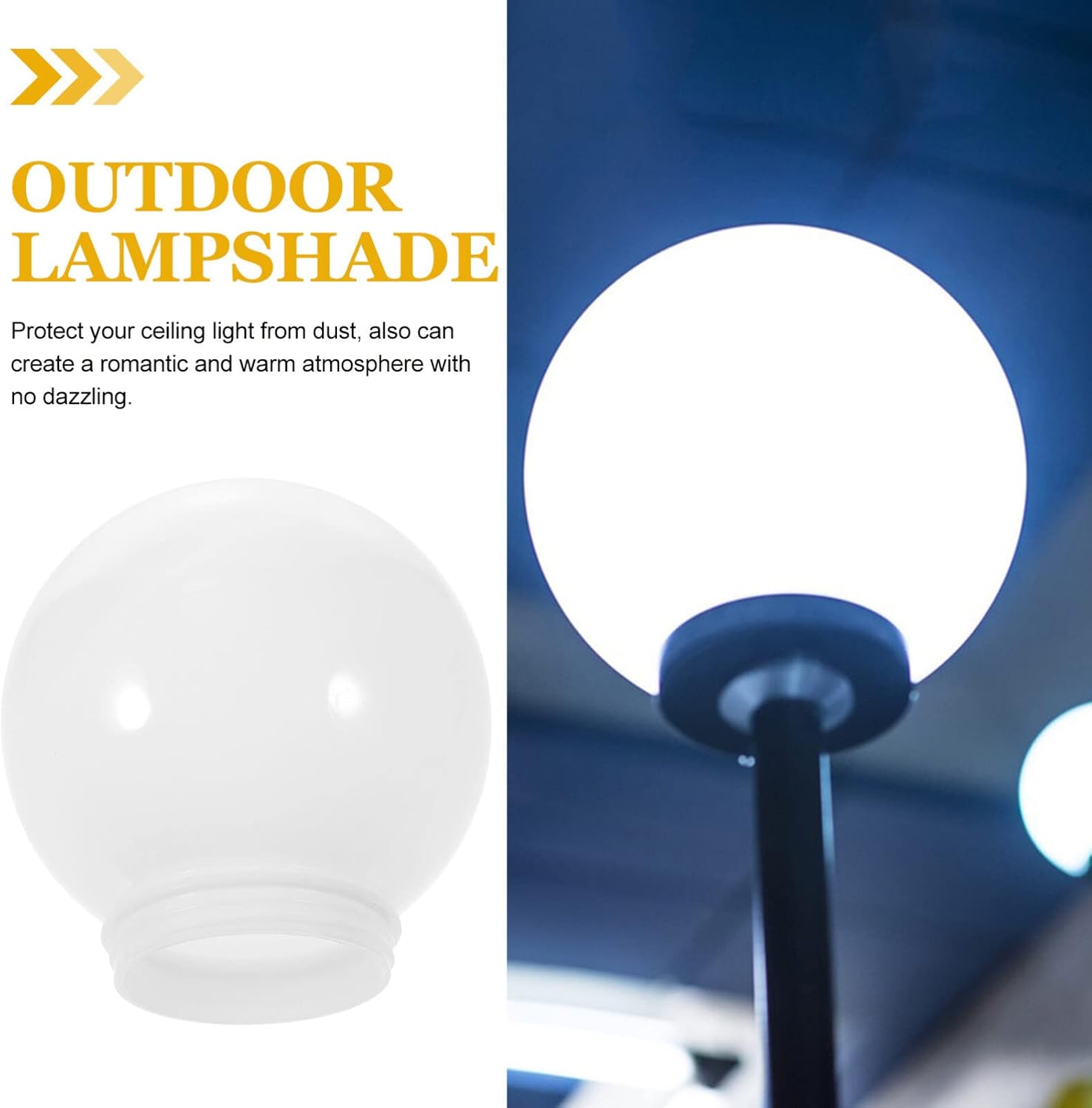 USHOBE Pantalla de bola para lámpara de mesa, pantalla de cristal, globos para lámparas de luz, cubierta de poste de lámpara, sombra de globo solar,