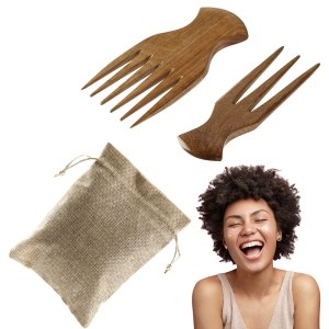 Pick for hair Afro comb Peine de separación Peine de pelo de madera 2 Pcs Anti Breakage 4 C Herramienta de separación de pelo y cabello Dientes Pick for hair Afro comb Peine de separación Peine de pelo de madera 2 Pcs Anti Breakage 4 C Herramienta de separación de pelo y cabello Dientes