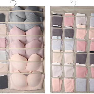 Organizador de brasieres para colgar en el armario para calcetines, ropa interior, ropa interior con colgador de metal giratorio, estante de doble Organizador de brasieres para colgar en el armario para calcetines, ropa interior, ropa interior con colgador de metal giratorio, estante de doble