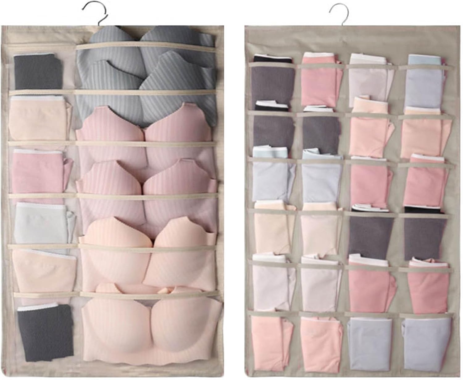 Organizador de brasieres para colgar en el armario para calcetines, ropa interior, ropa interior con colgador de metal giratorio, estante de doble