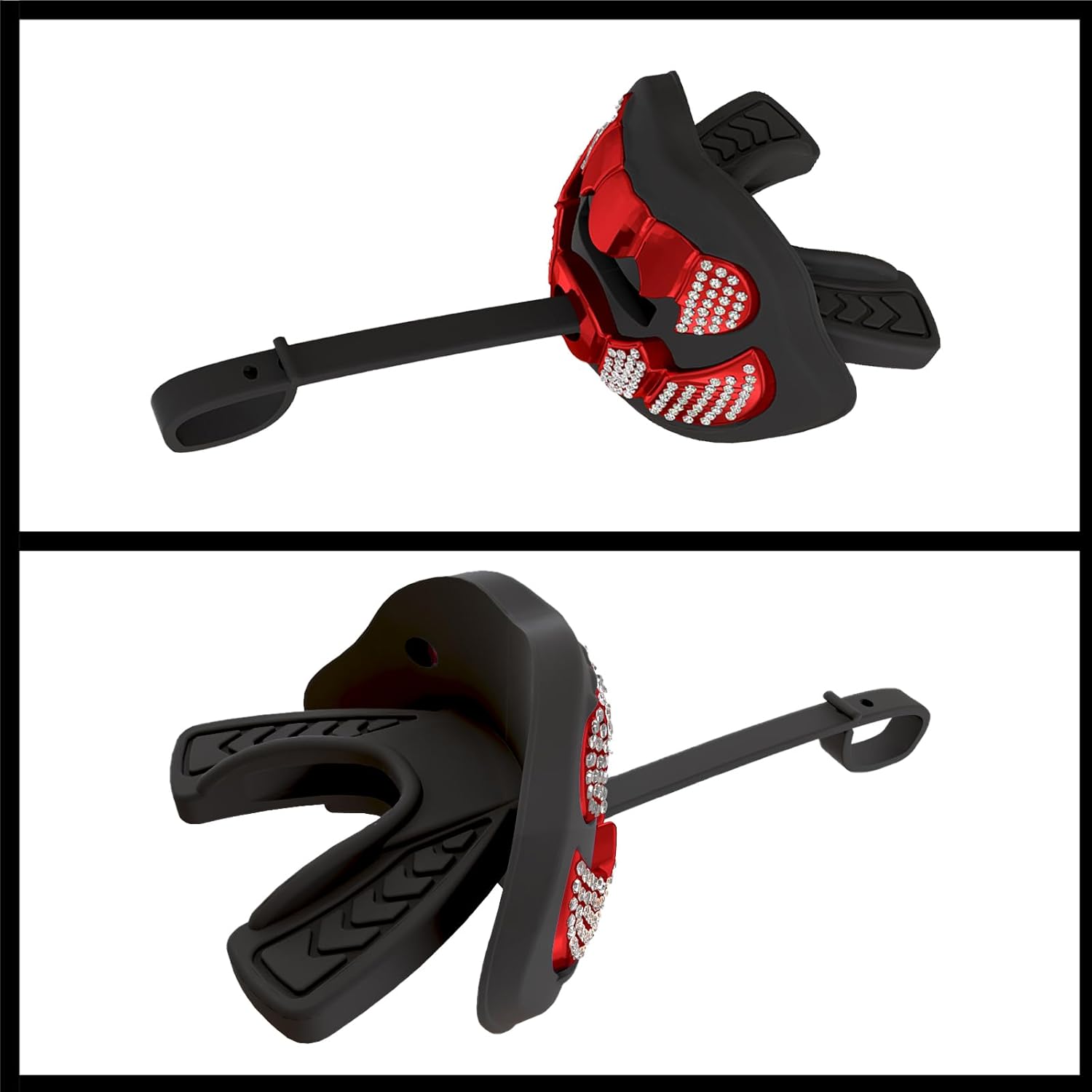 LeCool Protector bucal de fútbol con correa conectada, 3D Beast Chrome, protector bucal para adultos y jóvenes, pieza para deportes para máximo