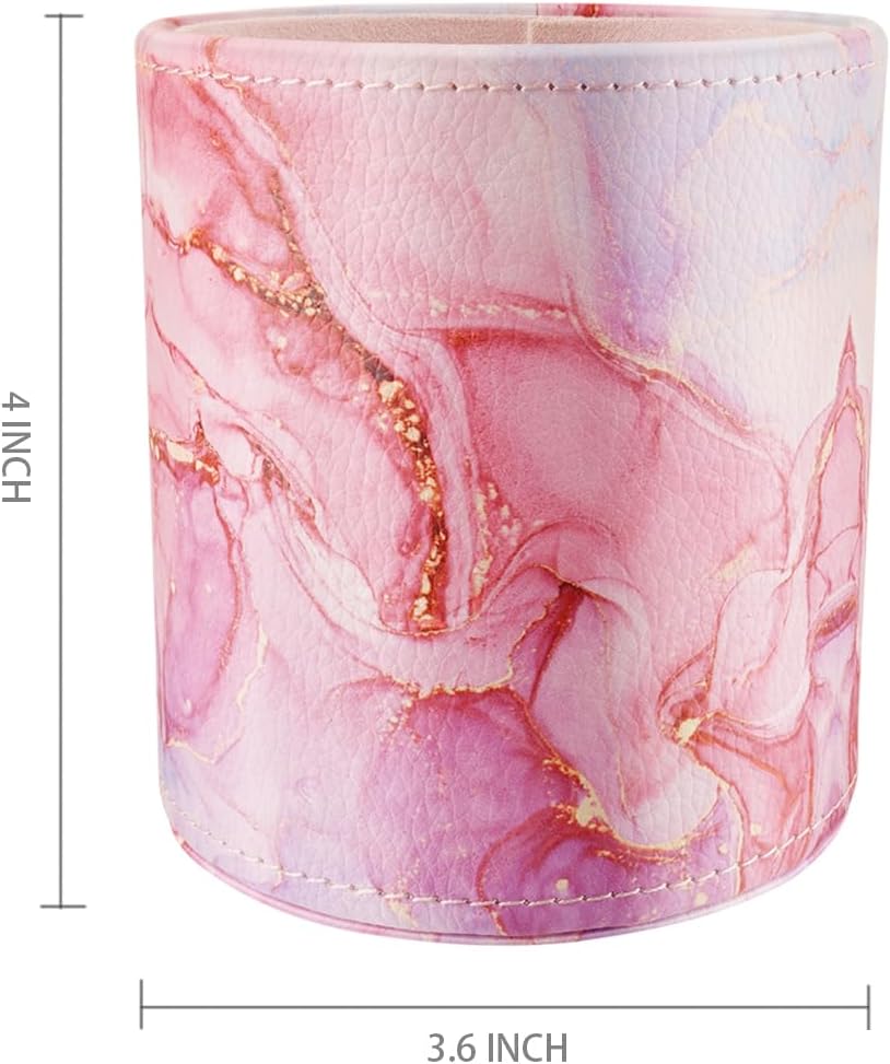 WAVEYU Soporte para bolígrafos para mujeres y niñas, taza de lápices, decoración de escritorio rosa, soporte para brochas de maquillaje, soporte