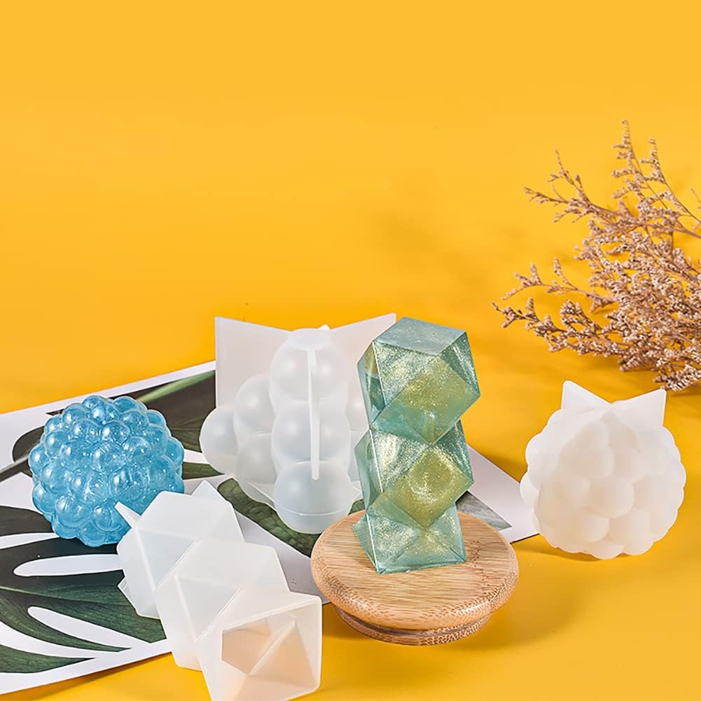 Cjeuxnr 10 moldes de vela cilíndrica, molde de arte para manualidades, molde de vela de resina de silicona 3D, moldes de silicona para hacer velas