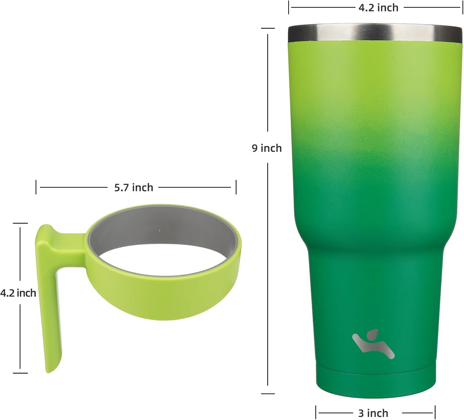 Konokyo Vaso de 40 onzas con asa y 2 pajillas, 2 tapas, botella de agua aislada de acero inoxidable al vacío, taza de viaje reutilizable, color