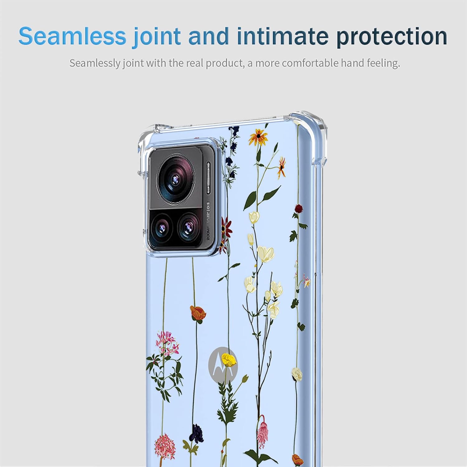 OEURVQO Funda para Moto Edge X30 Pro Edge 30 Ultra transparente con patrón de flores de TPU suave, a prueba de golpes, antiarañazos, funda