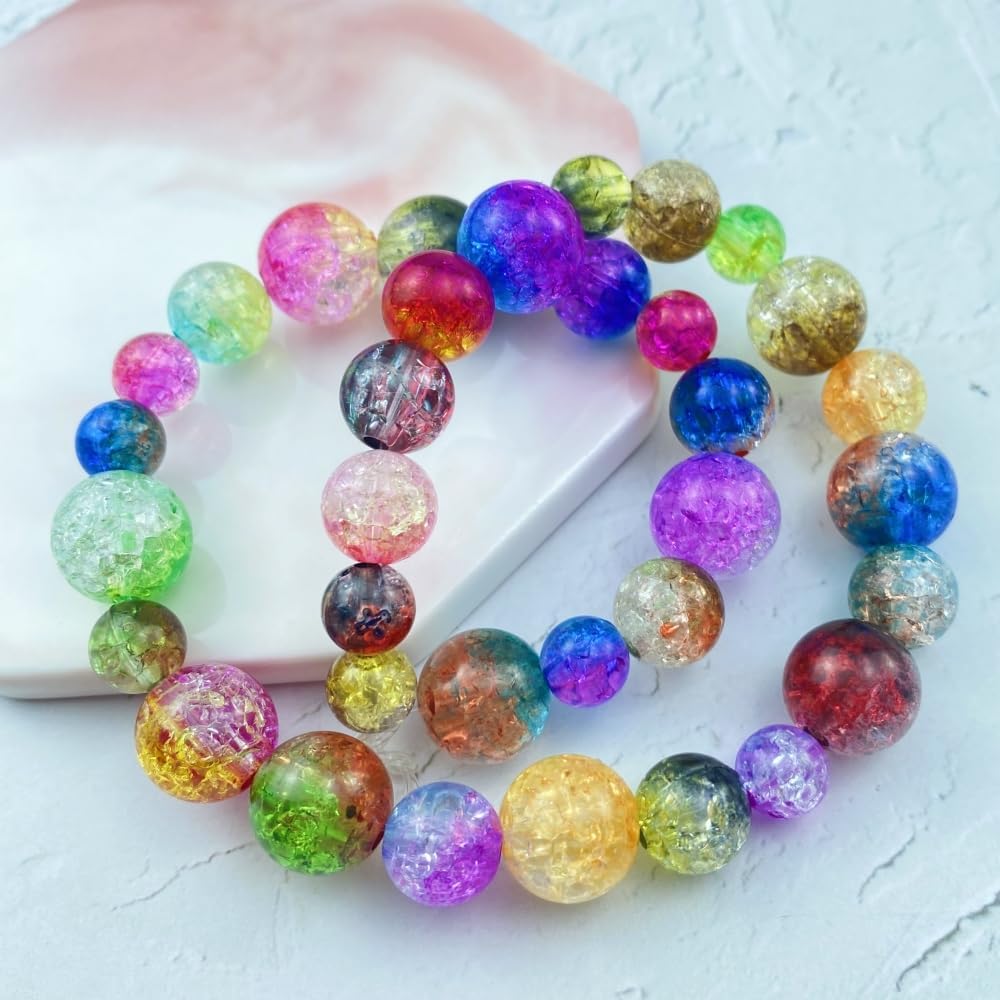 300 cuentas de acrílico agrietadas redondas de 0.315 pulgadas (0.315 in), cuentas de acrílico acrílico para hacer joyas, manualidades, pulseras,