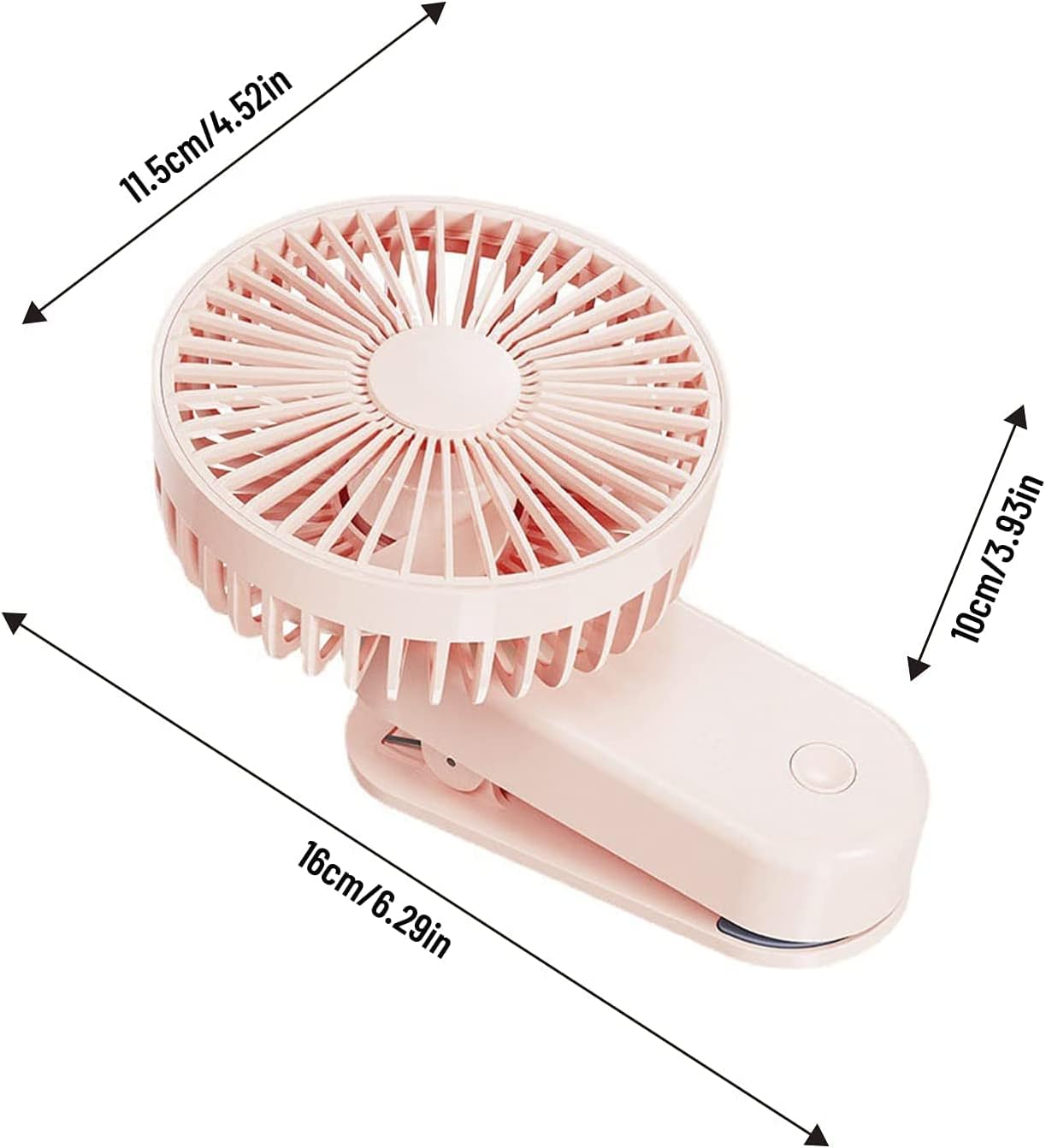 Mini ventilador de escritorio portátil con clip, 2400 mA recargable USB, funciona con pilas, ventilador de cochecito con magnético, rosa