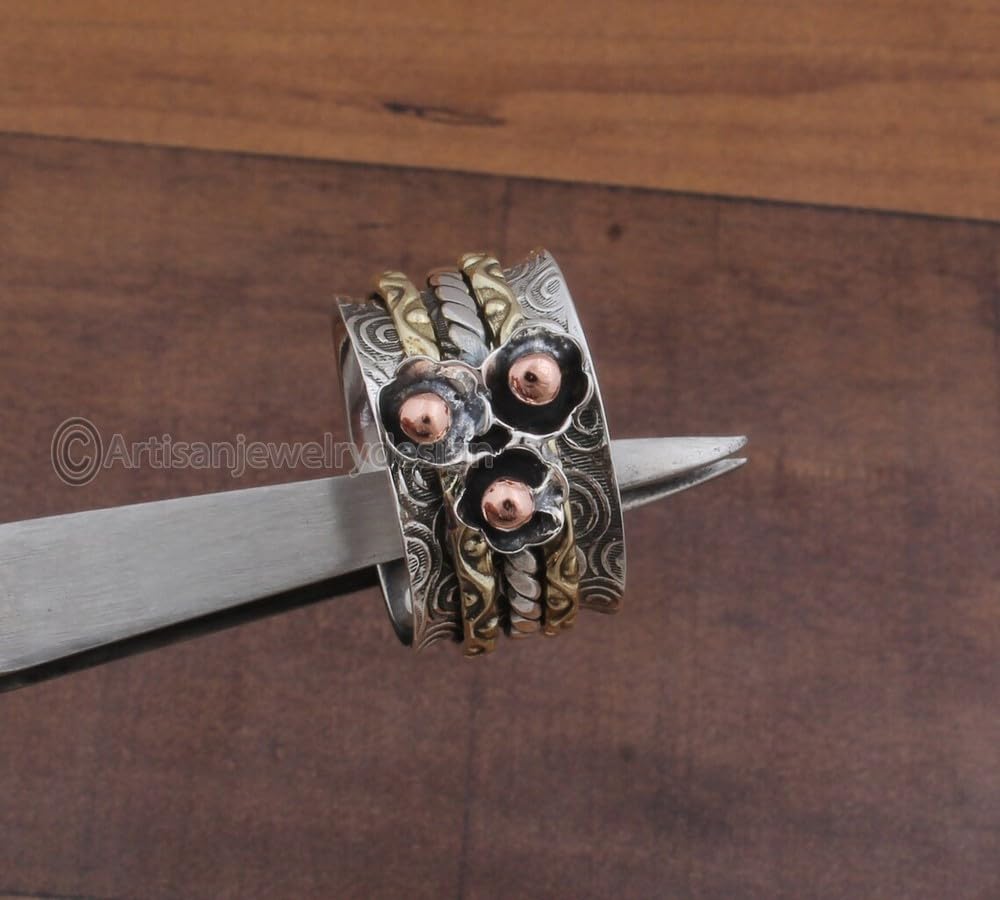 Spinner Silver Ring, 925 Silver Ring, Handmade Silver Ring, Family Band Ring, Worry Silver Ring, Antique Silver Ring, Spinning Silver Rings, Gift