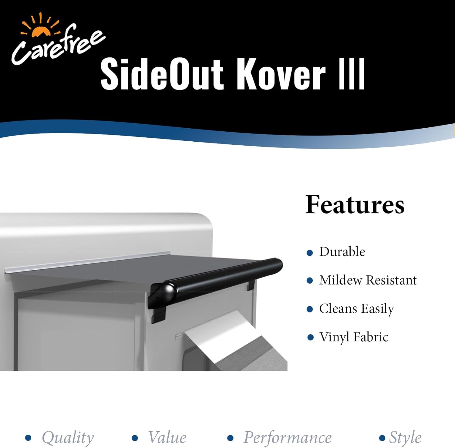 Carefree UP17362JV SideOut Kover III – Toldo deslizante negro de 170 a 173 pulgadas