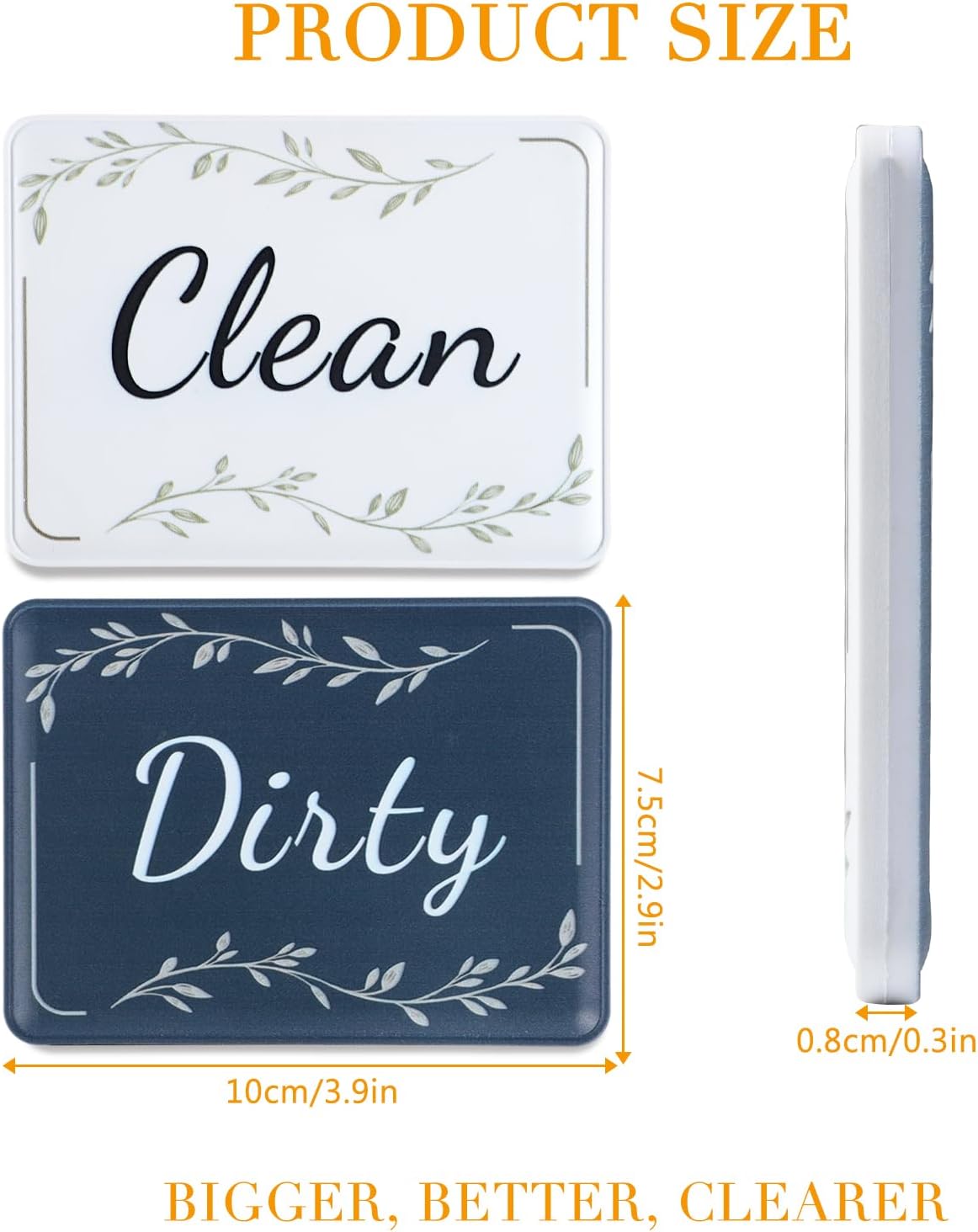 Imán para lavavajillas Clean Dirty Sign, imán de Clean Dirty para lavavajillas, impermeable, reversible, con adhesivo Matel, hojas negras, blancas,