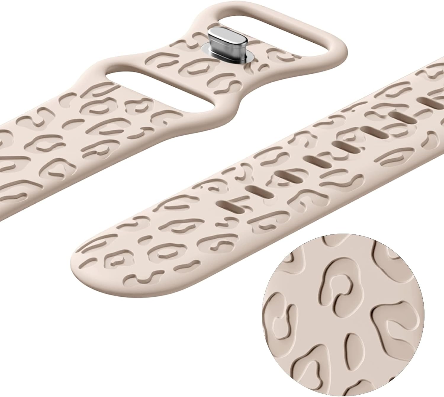 BNCLSTG Correa de reloj de silicona grabada de leopardo compatible con Apple Watch Band de 1.496 in 1.575 in 1.614 in 1.654 in 1.732 in 1.772 in