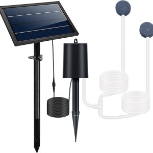 Lewisia Kit de bomba de aire solar de 8 W con manguera de aire y piedras de burbuja, 3 modos de trabajo, aireador de estanque oxigenador de burbujas Lewisia Kit de bomba de aire solar de 8 W con manguera de aire y piedras de burbuja, 3 modos de trabajo, aireador de estanque oxigenador de burbujas