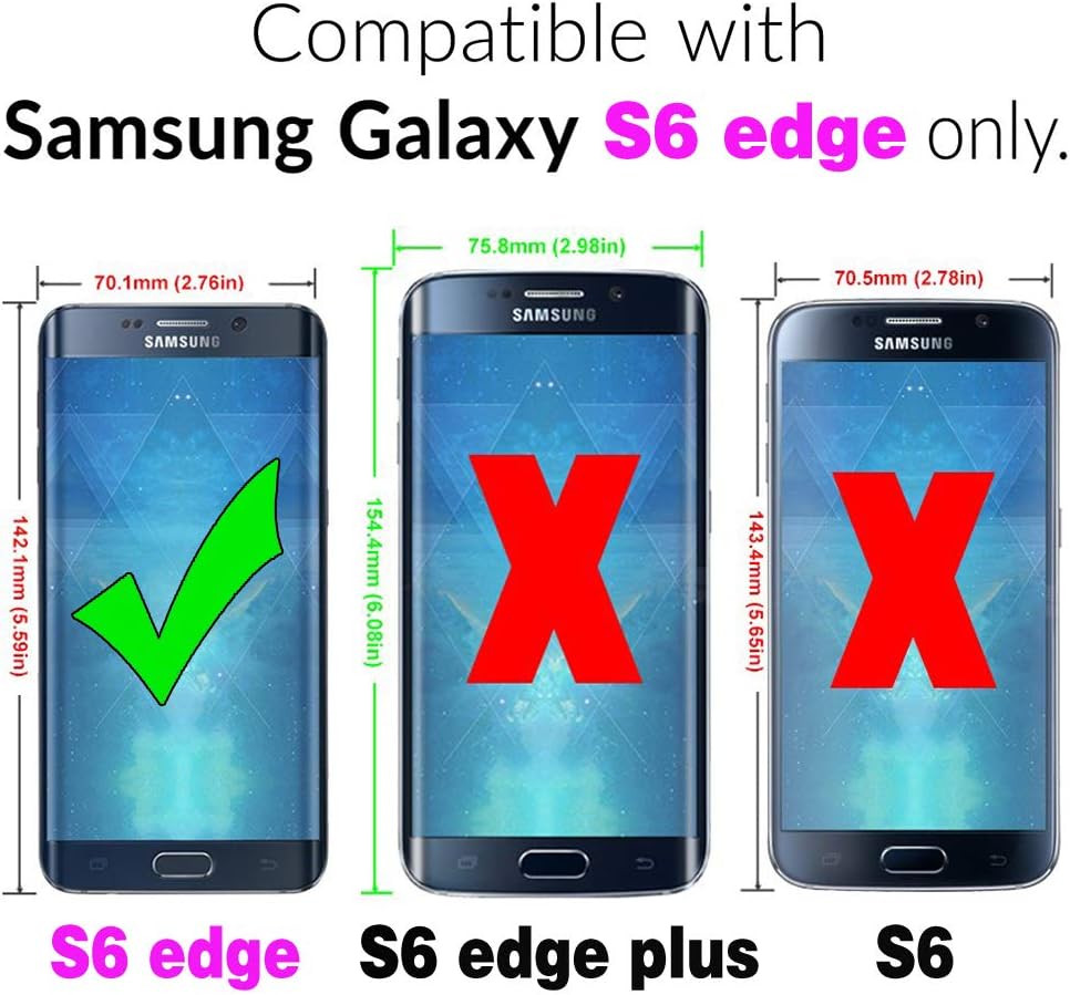 Compatible con Samsung Galaxy S6 Edge – Funda tipo cartera y correa para la muñeca con cordón de cuero para Glaxay S 6 Gaxaly 6s Galaxies GS6
