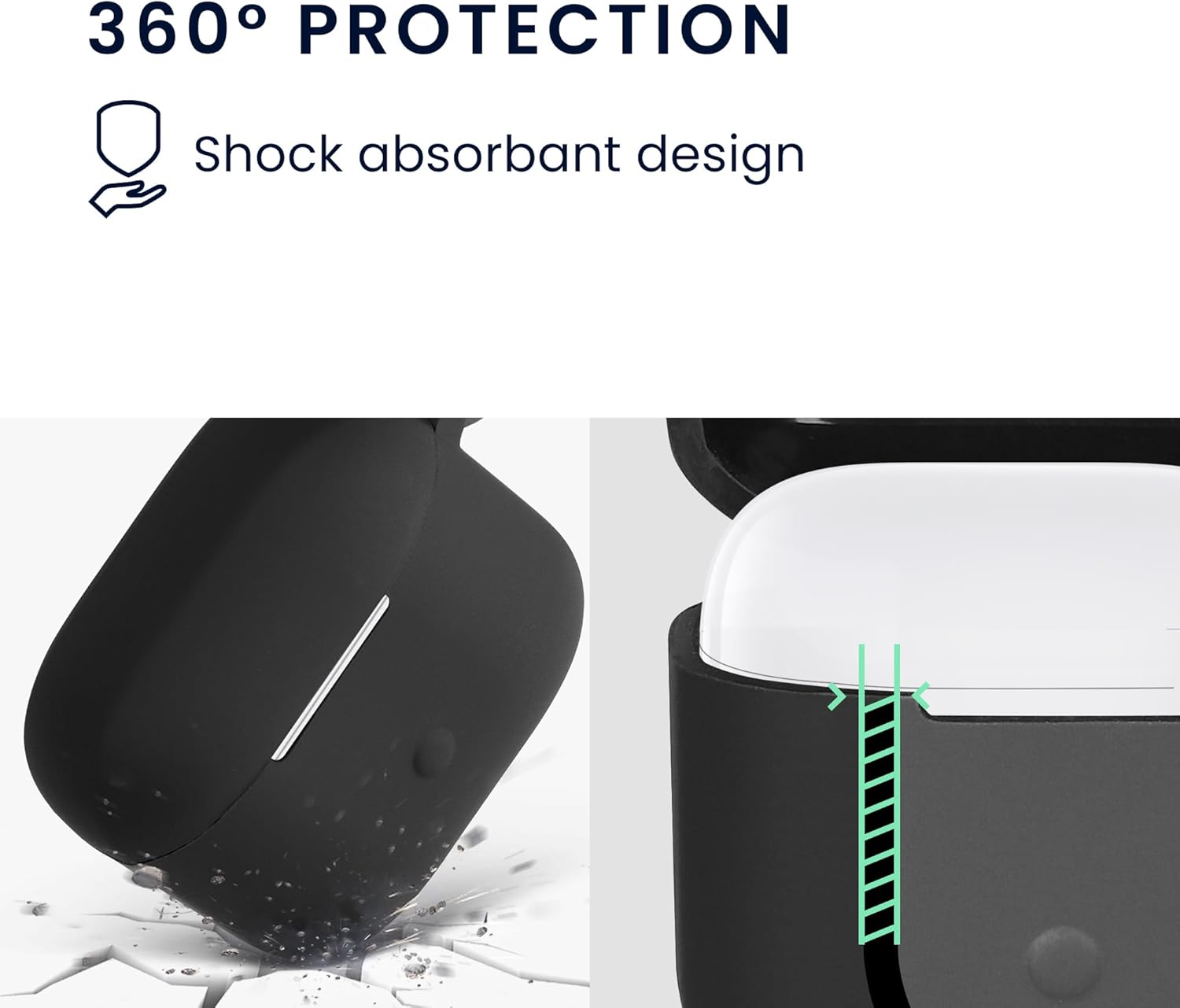 kwmobile Funda de silicona compatible con Xiaomi Redmi Buds 3 – Funda adhesiva con clip – Negro