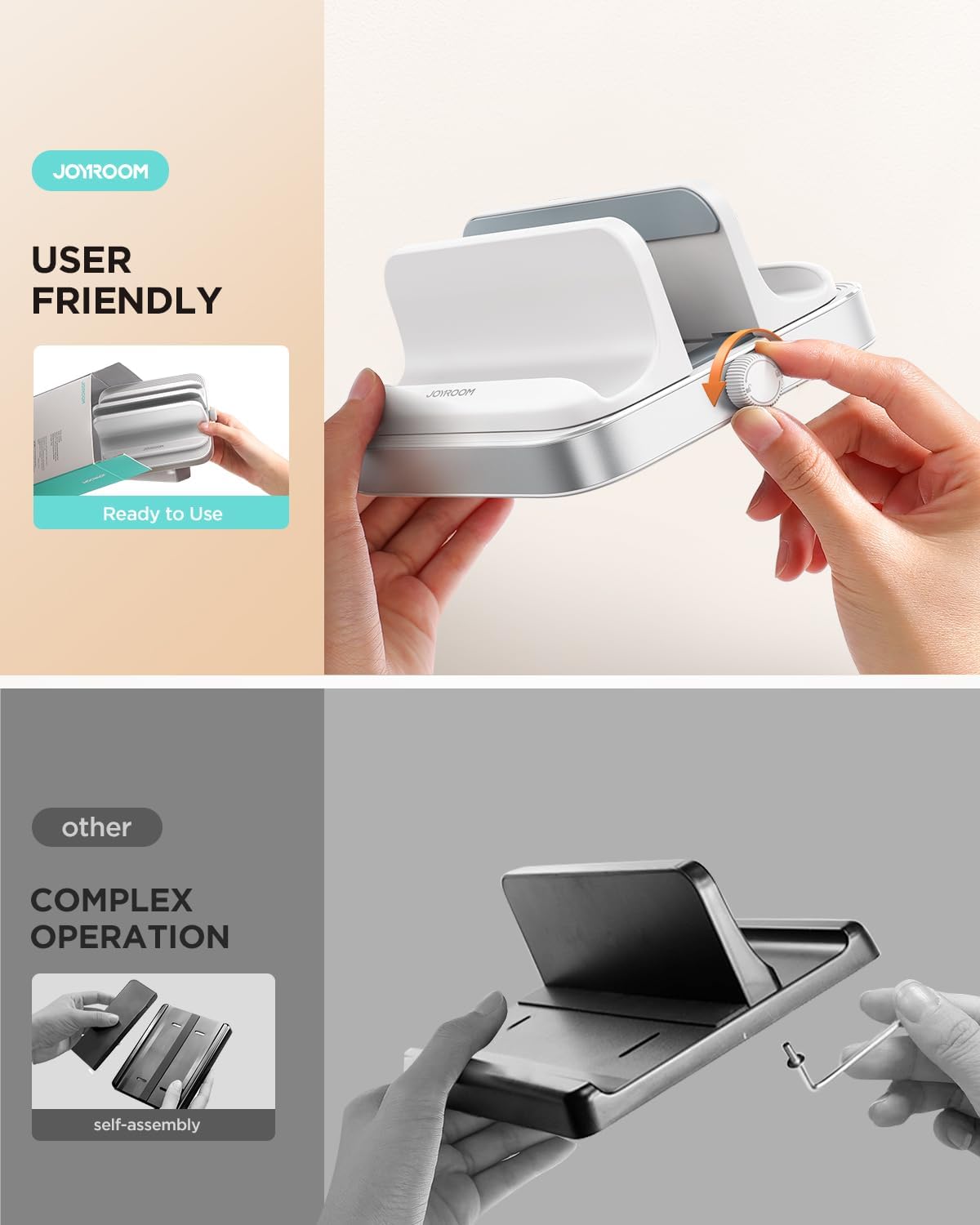 JOYROOM Soporte vertical para laptop, fácil de usar y ahorra espacio Soporte de aluminio para laptop con perillas ajustables para
